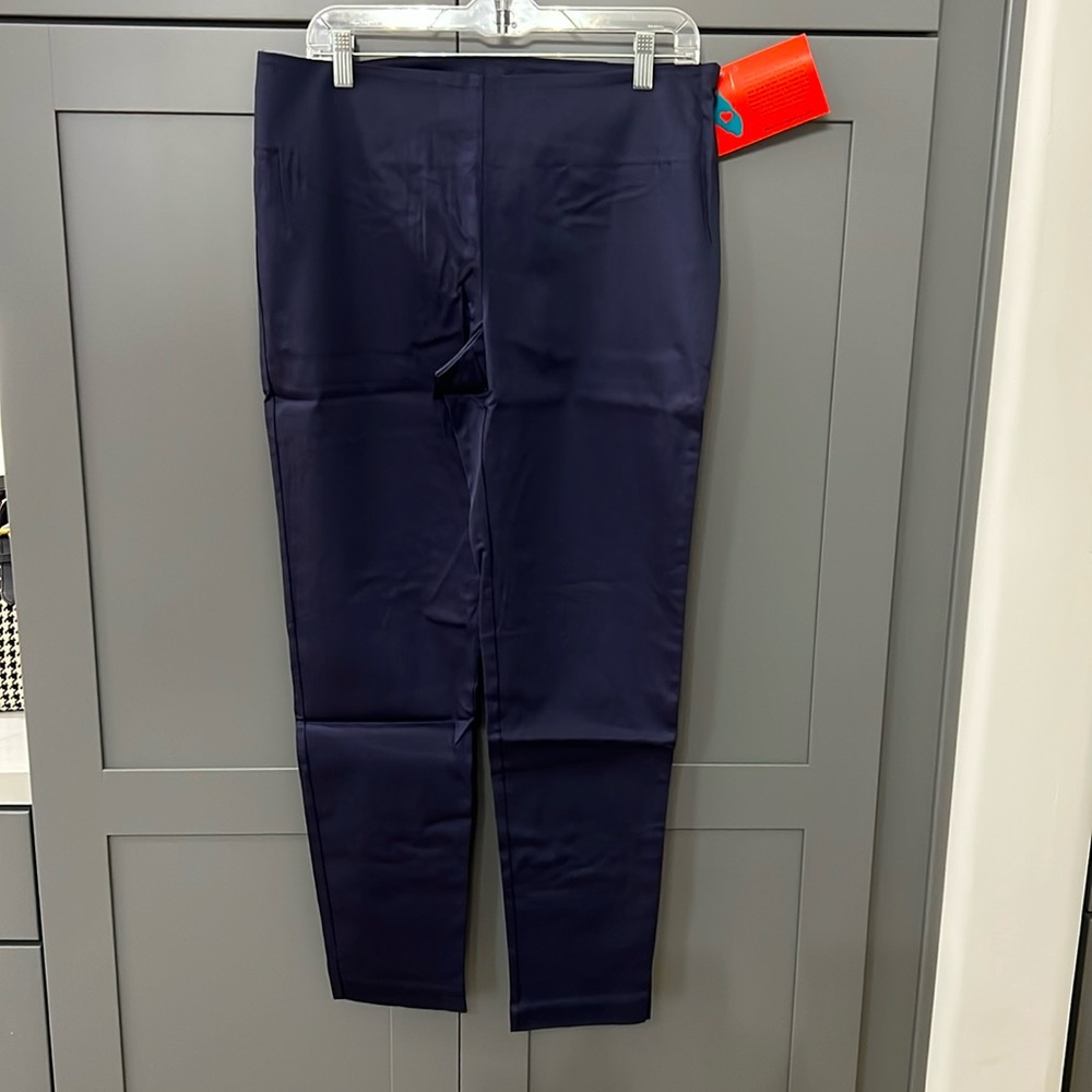 NWT!{Tracy Negoshian}Sz 10 Navy Frida Flat Front Pants w/Side zipper